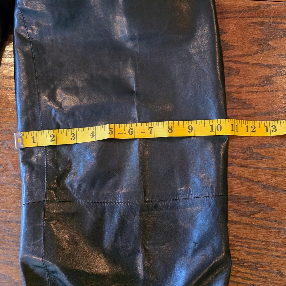 Intuition Vintage Black Leather Pants High Waisted Pleated Tapered Leg Womens‎ 8 - Picture 11 of 13